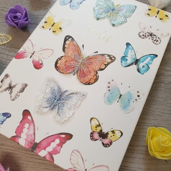 Notebook-Organza Butterfly Flowers Handmade Journal Notepad Teacher Gift - Picture 4 of 5